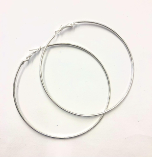 Naušnice kruhy 7,5 cm - stříbrné