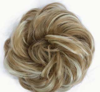 Gumička do vlasů s příčeskem - melír blond