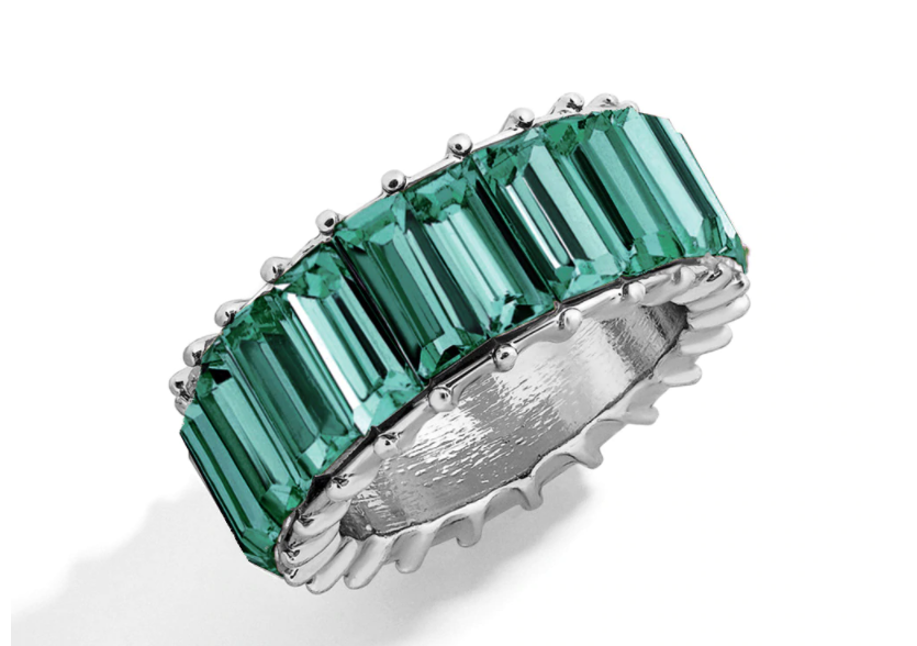Prsten krystal zelený - vel. 8