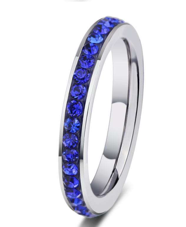 Prsten s modrými kamínky vel. 9