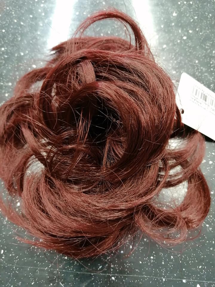Gumička do vlasů s příčeskem - tmavě červená
