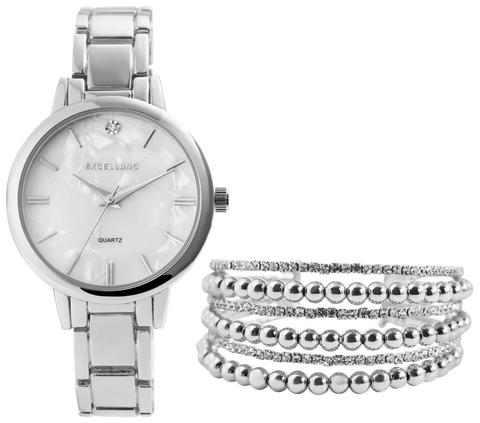 Dárková sada - hodinky a náramek - stříbrné