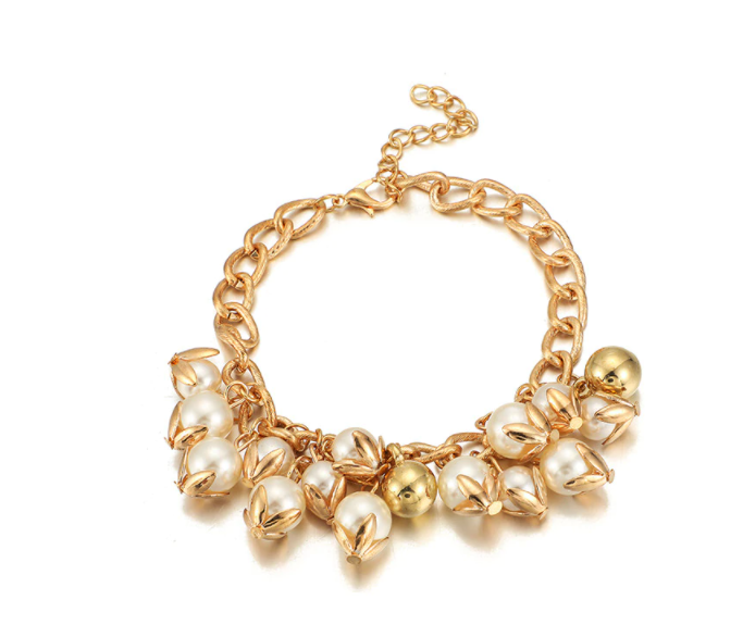 Náramek perličky - zlatý