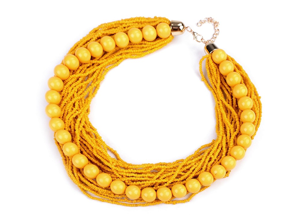 Náhrdelník s perlami žlutý