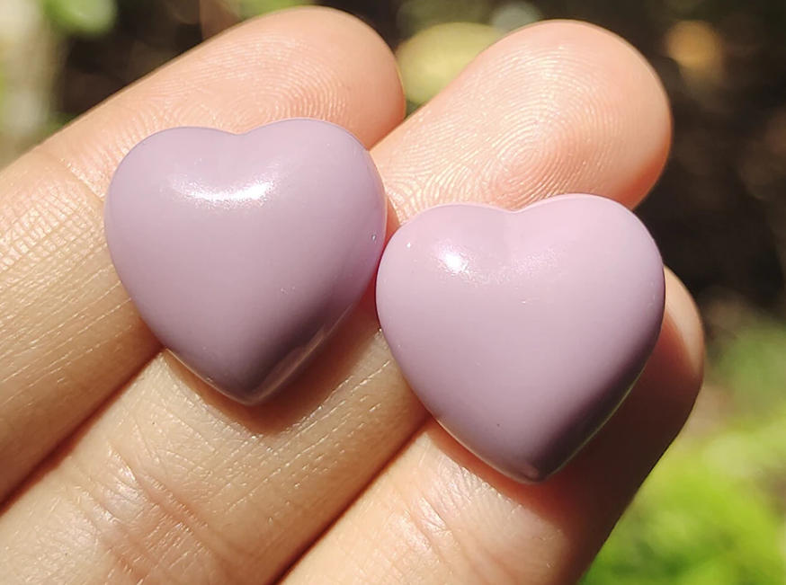Naušnice srdce fialovorůžové
