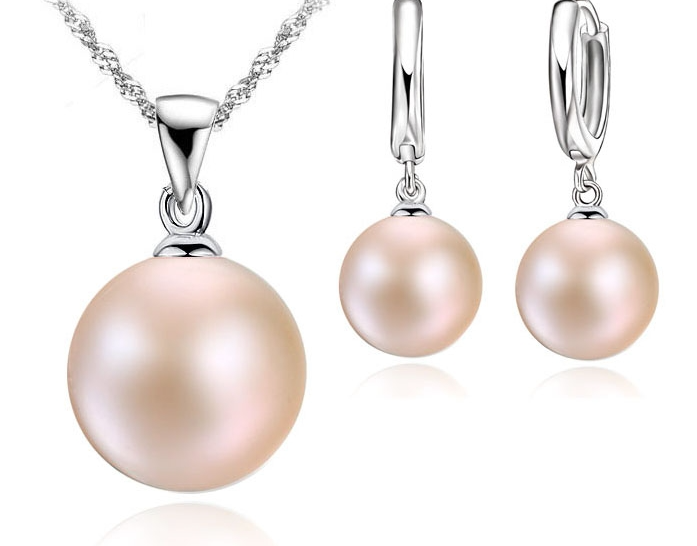 Sada náhrdelník a naušnice  - perličky - růžová