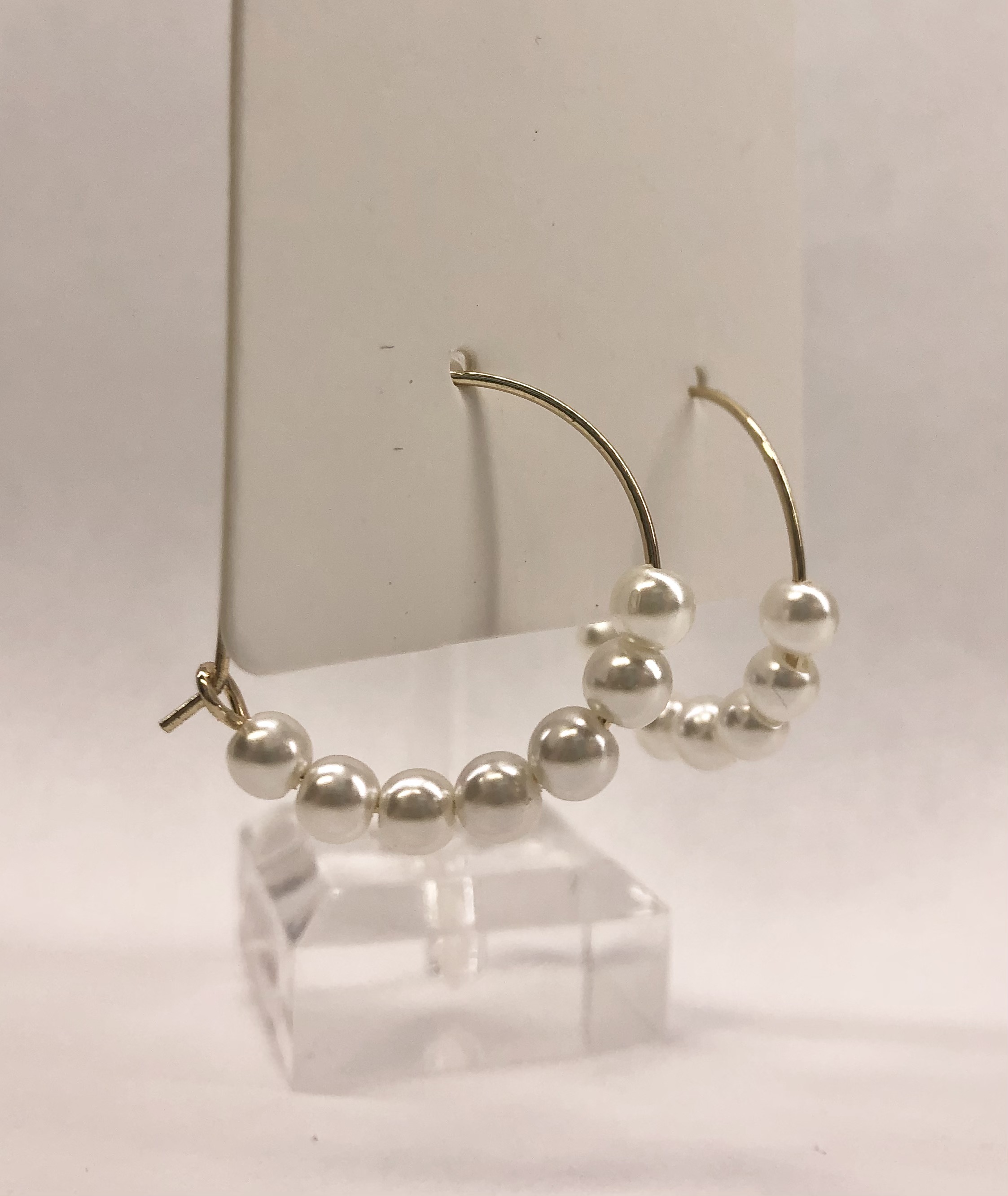 Naušnice kroužky s perličkami - zlaté