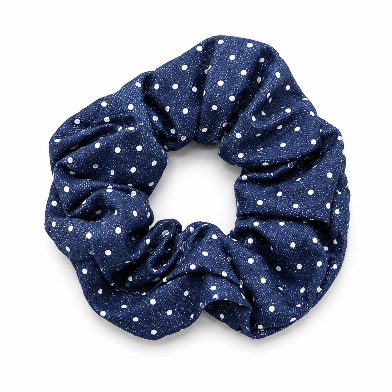 Gumička scrunchie modrá s puntíky