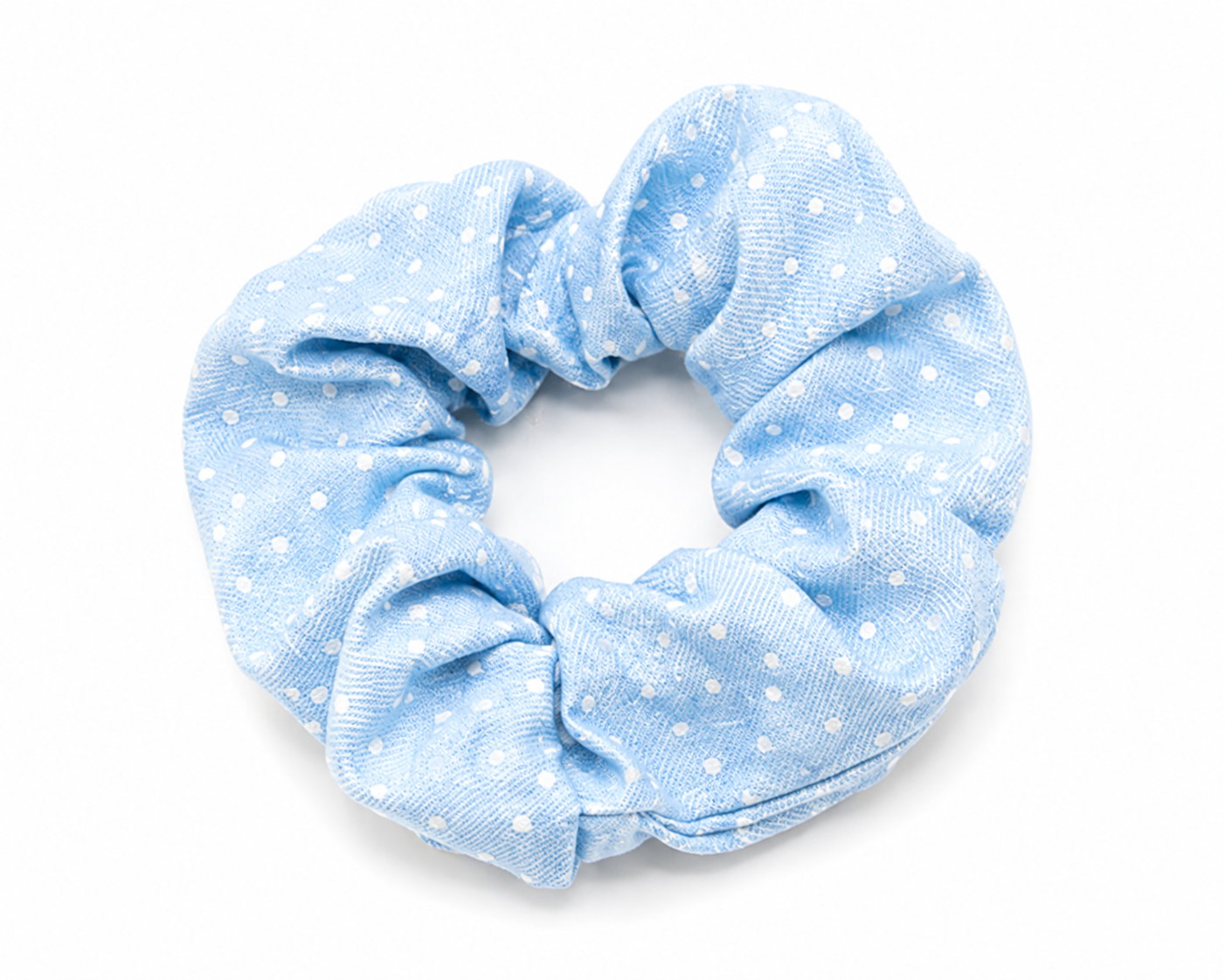 Gumička scrunchie modrá s puntíky