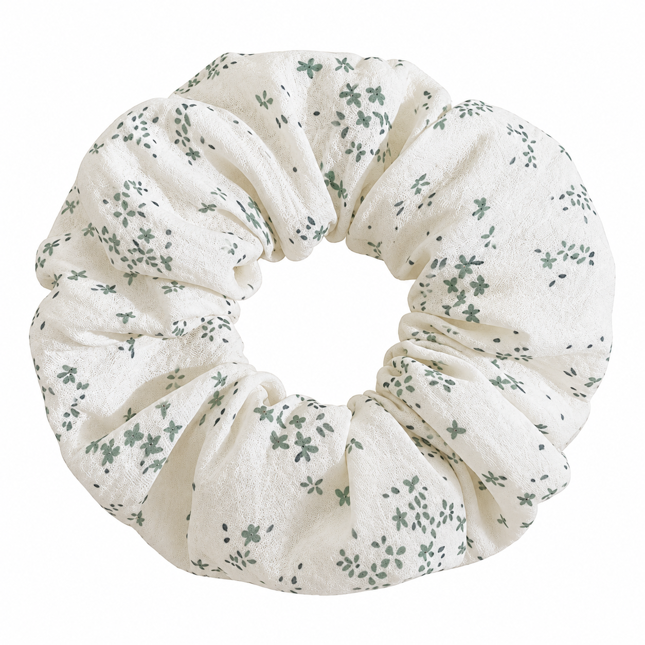 Gumička scrunchie se zeleným květinovým vzorem 