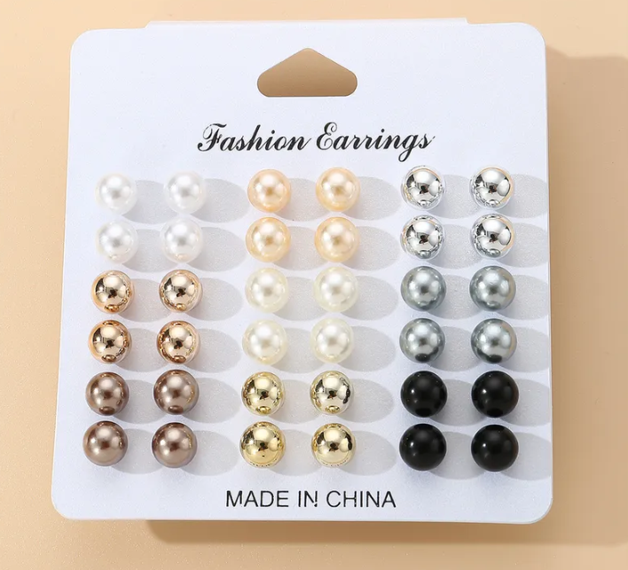 Naušnice perličky 18 párů - barevné