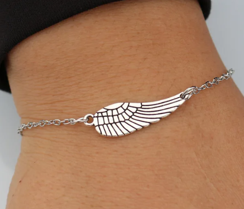 Náramek andělské křídlo - stříbrný