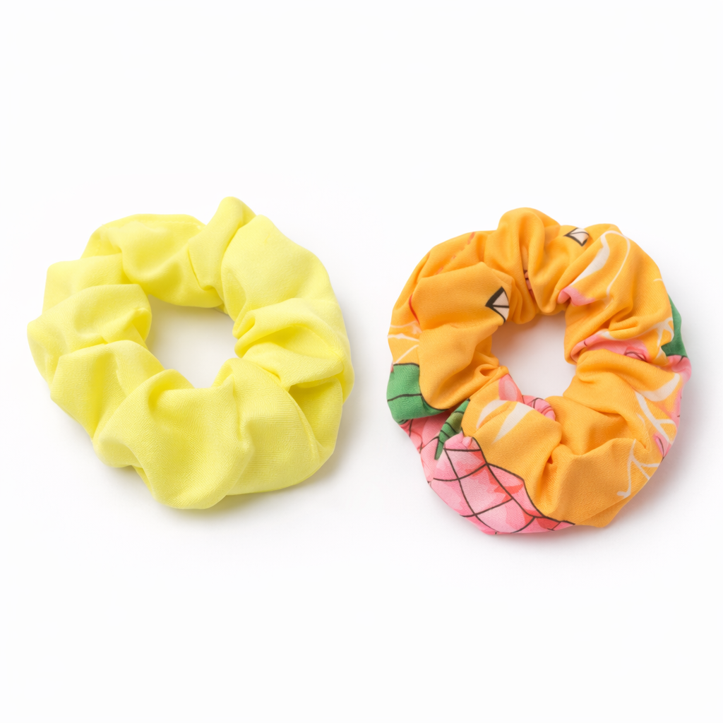 Gumička scrunchie dětská 2 ks- žlutá