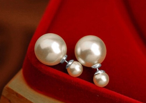 Naušnice perly oboustranné bílostříbrné