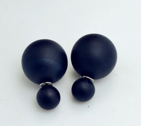 Naušnice perly oboustranné černé matné