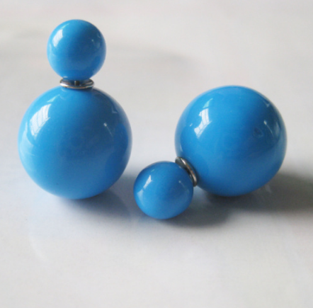 Naušnice kuličky oboustranné modré