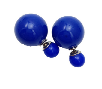 Naušnice perly oboustranné zákl. modré