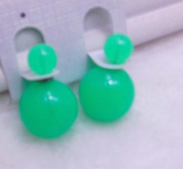 Naušnice perly oboustranné neonově zelené