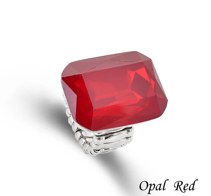 Prsten s krystalem - červený