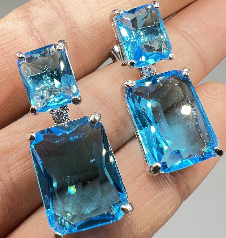 Naušnice krystaly modré