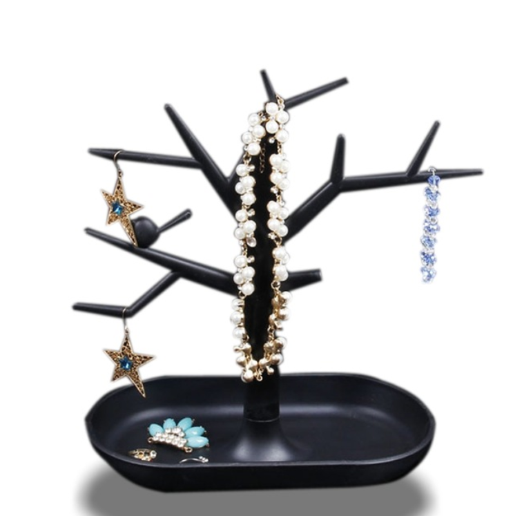 Stojánek na šperky strom plastový černý 