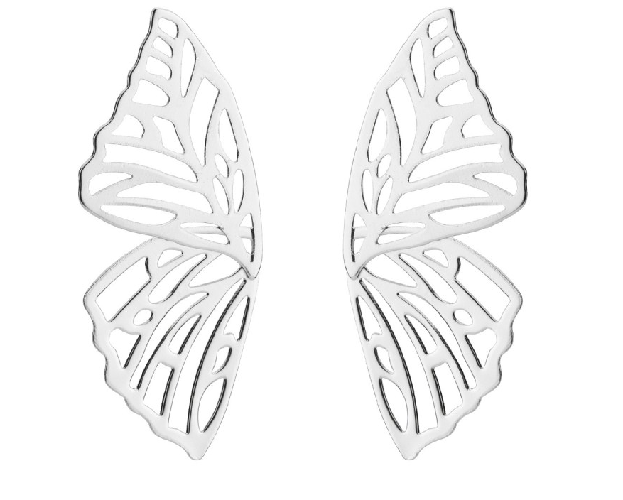 Naušnice motýlí křídla stříbrná
