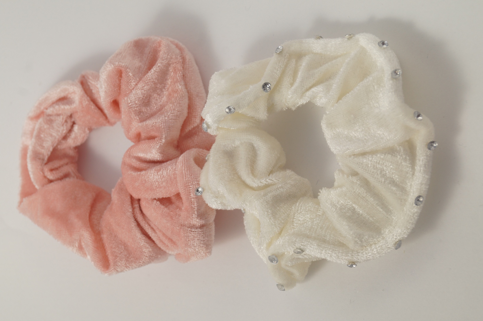 Vlasové doplňky - sada gumičky sametové malé - bílo-růžové