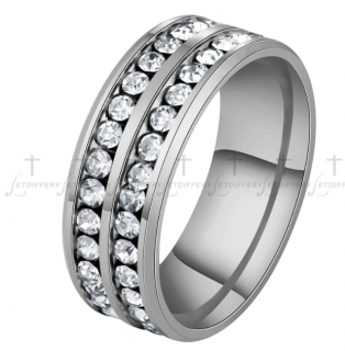Prsten s krystalky - stříbrný vel. 9