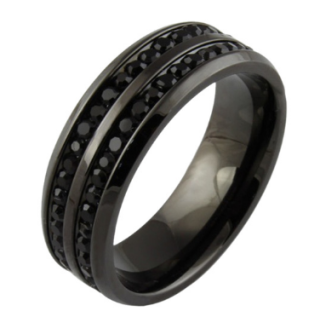 Prsten s kamínky černý nerez ocel vel. 9