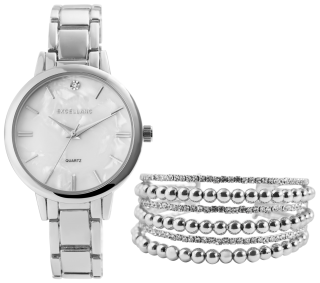 Dárková sada - hodinky a náramek - stříbrné