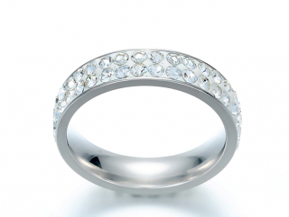 Prsten s krystalky - stříbrný vel. 8