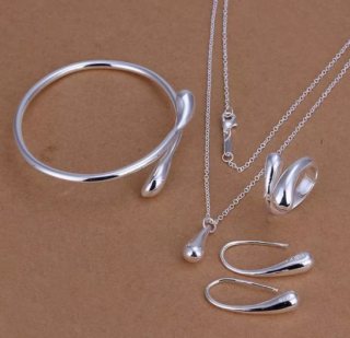 Sada náhrdelník, naušnice a náramek  - stříbrná