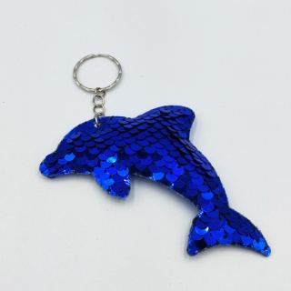 Přívěsek na klíče s flitry delfín - modrý