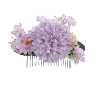 Hřeben do vlasů s květinami - fialová