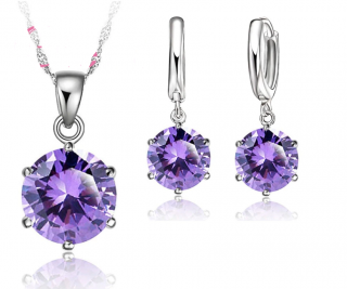 Sada náhrdelník a naušnice - fialová