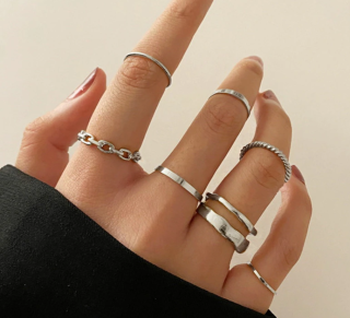 Sada prstenů 7 ks - stříbrné