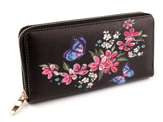 Dámská peněženka květy černá
