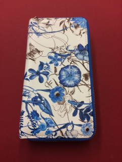 Peněženka s květy - modrá