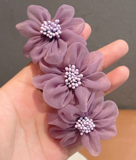Spona s květinami -  fialovorůžová