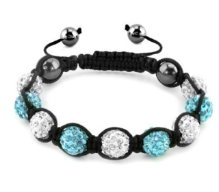 Náramek shamballa bílotyrkysový