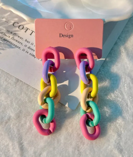 Naušnice řetěz barevné