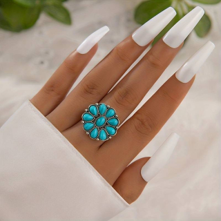 Prsten květina - modrý