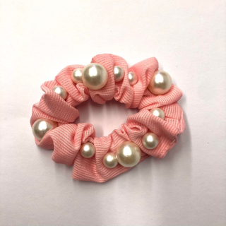 Gumička s perličkami - růžová