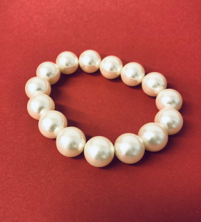 Náramek perlový smetanový 1,2 cm