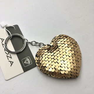 Přívěsek na klíče - srdce flitrované - zlaté
