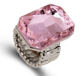 Prsten s krystalem - růžový