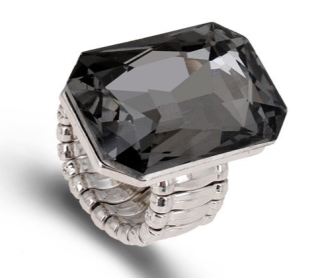 Prsten s krystalem - šedý